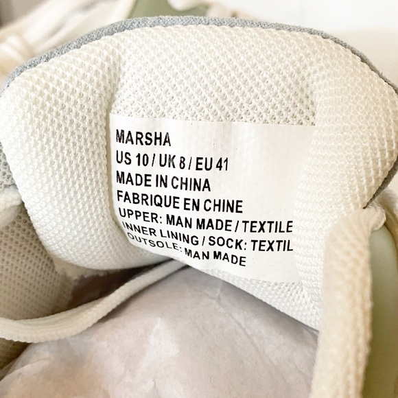 JustFab White and Green Women's Sneakers - Picture 3 of 7